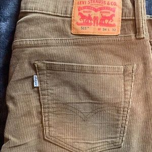 Tan levi corduroy 511 skinny pants
